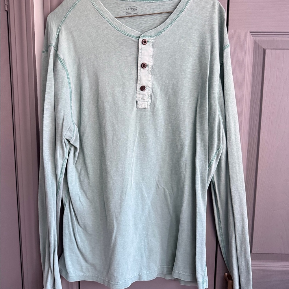 J. Crew Men's Blue Green Long Sleeve Henley